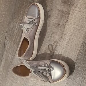 EUC Caslon Gray Suede Silver Leather Sneakers Women's 6M